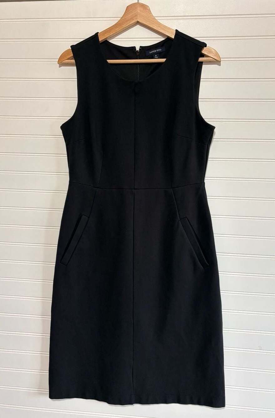 Lands' End Sleeveless Ponte Sheath Dress with Pockets Size 8